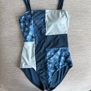 Nani swimwear Swim Patchwork Swimsuit - Blue Floral color bloc large